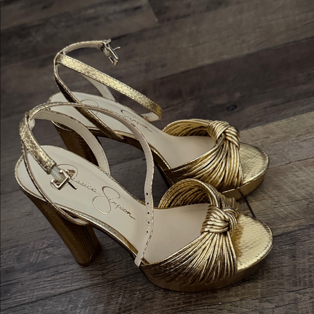 Jessica Simpson Metallic Gold Heeled Sandals